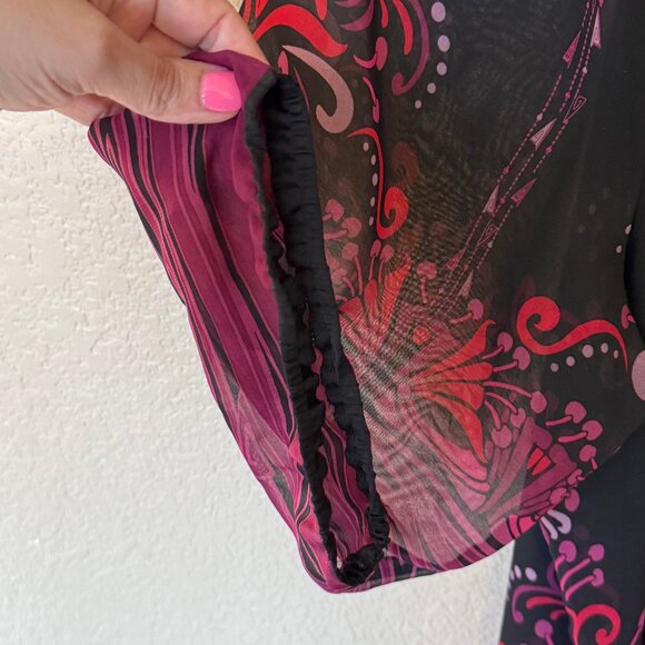 Erin B Black & Purple Sheer Top – L, Professional & Stylish - Picture 3 of 10